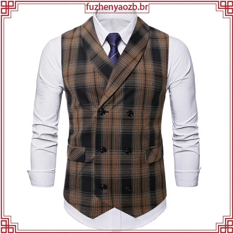 Colete De Terno Masculino Xadrez De Negócios Vest