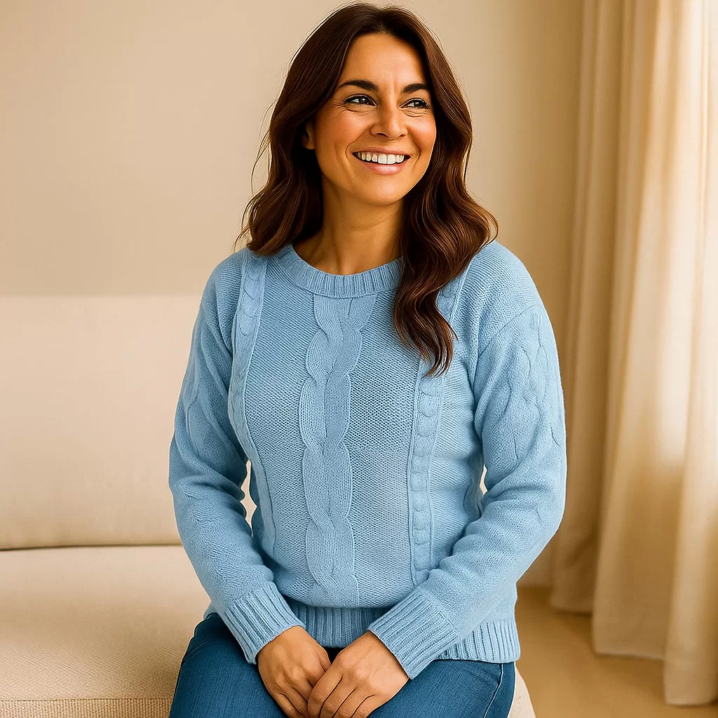 Blusa Manga Longa Feminina de Tricot com Tranças em Relevo ideal para dias frios