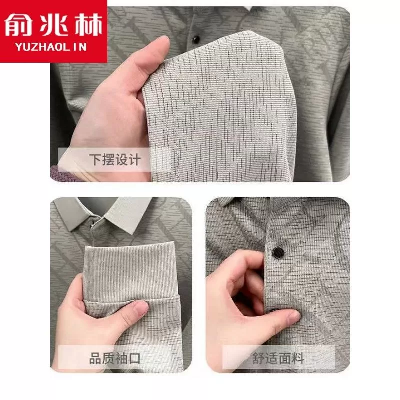 2025 novo estilo Casual de meia-idade outono terno de meia-idade idosos lapela POLO masculino de man