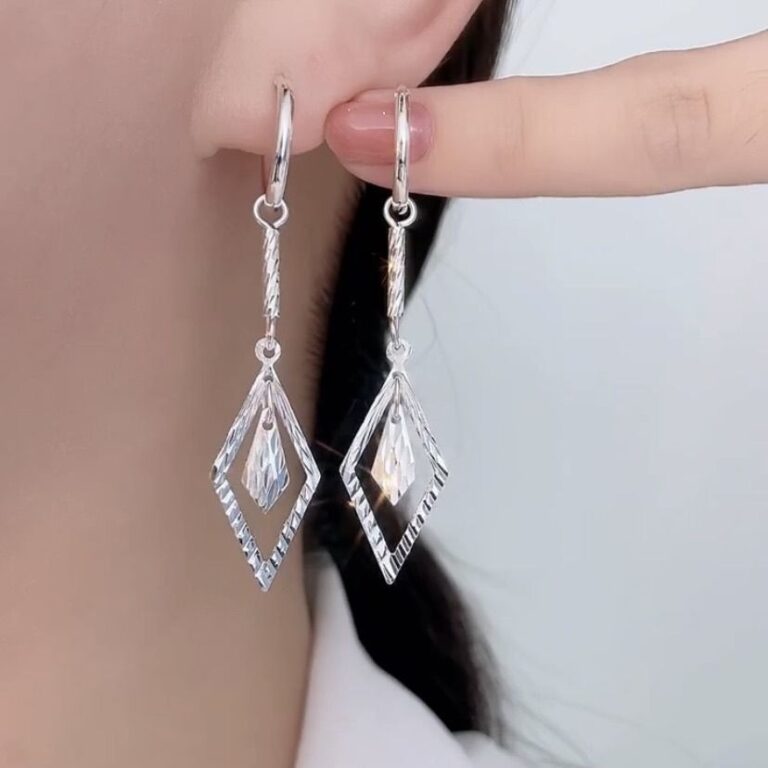 Brincos Longos Elegantes em Prata Esterlina 925, P