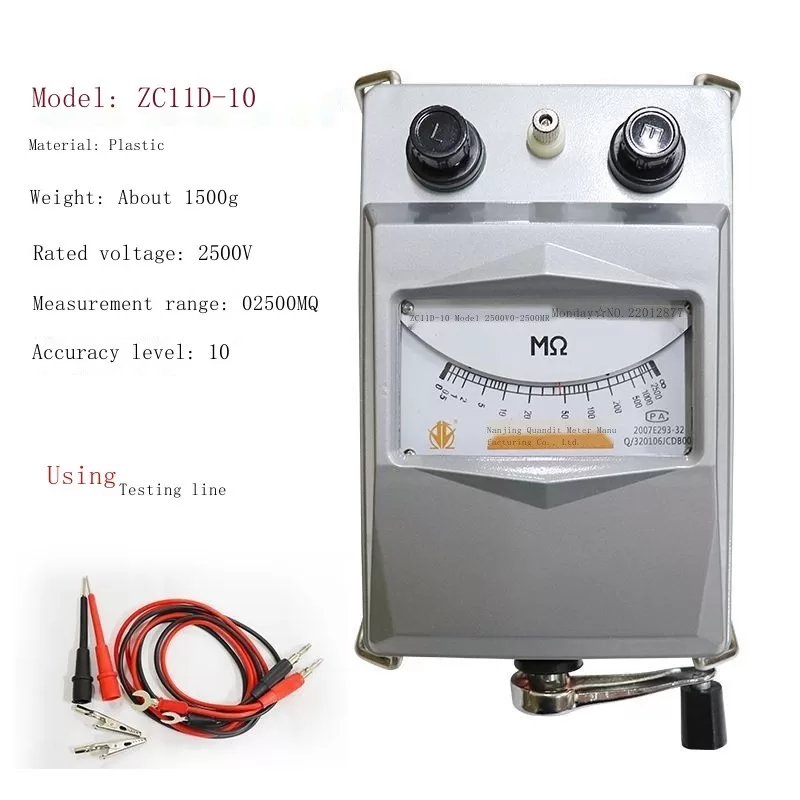 Megôhmetro ZC25-3 500V/1000V Nanjing Jinchuan Testador De Resistência De Isolamento Medidor De Agita