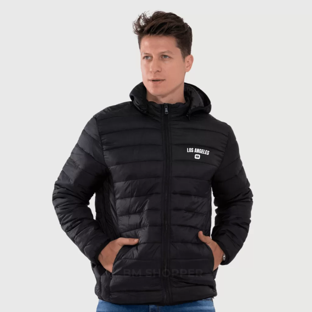 Jaqueta Bobojaco Impermeável Masculino com Bolsos e Capuz Estampa Los Angeles