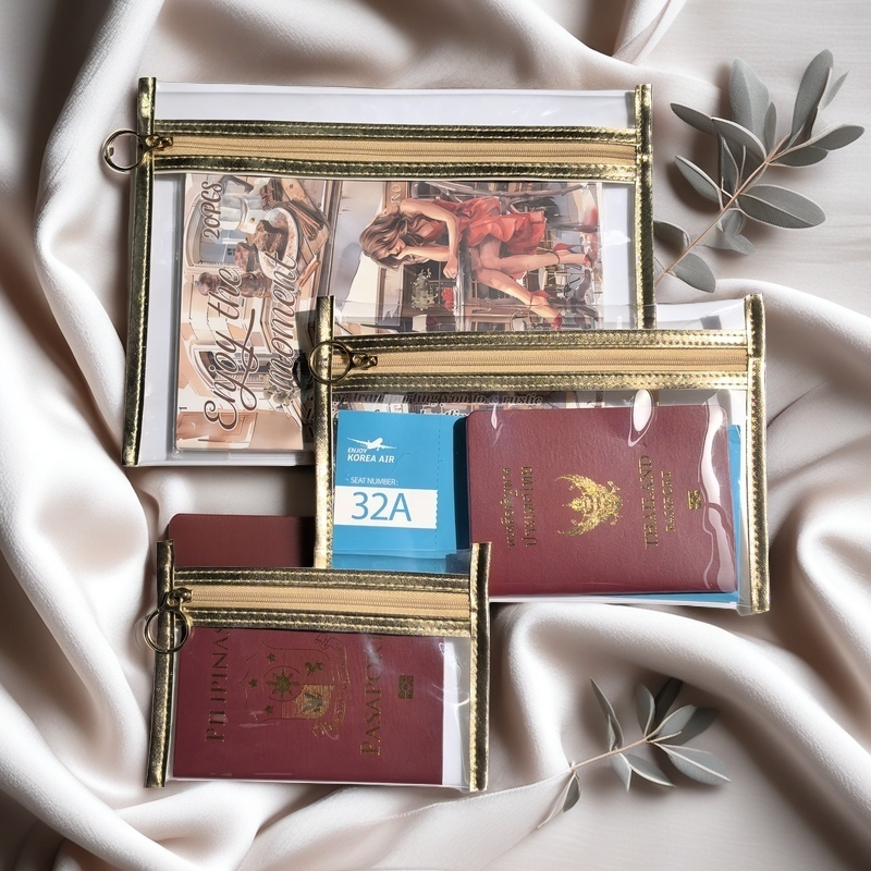 Bolsa De Armazenamento Portátil Com Zíper Para Viagem-Decoração De Couro Capa Esportiva Porta-Passap