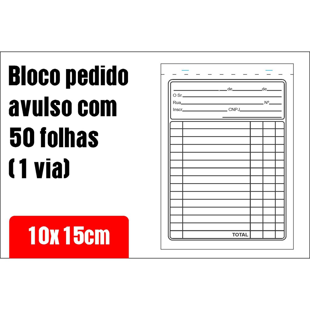 5 Blocos pedido bloco comercial 10x15cm
