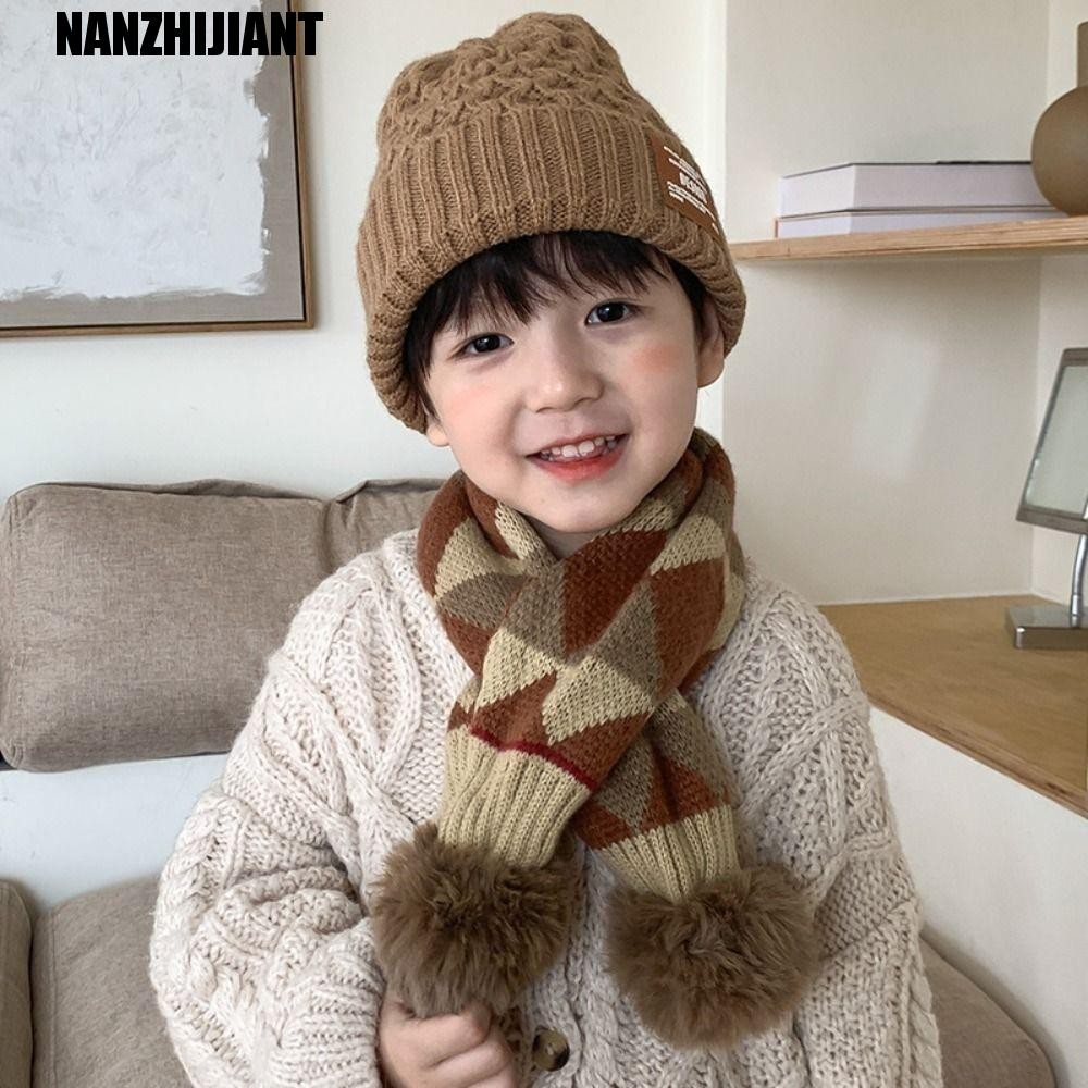 NANZHIJIANT Lenço Xadrez Para Meninos E Meninas , De Malha Infantil Macio Quente Estilo Coreano , À