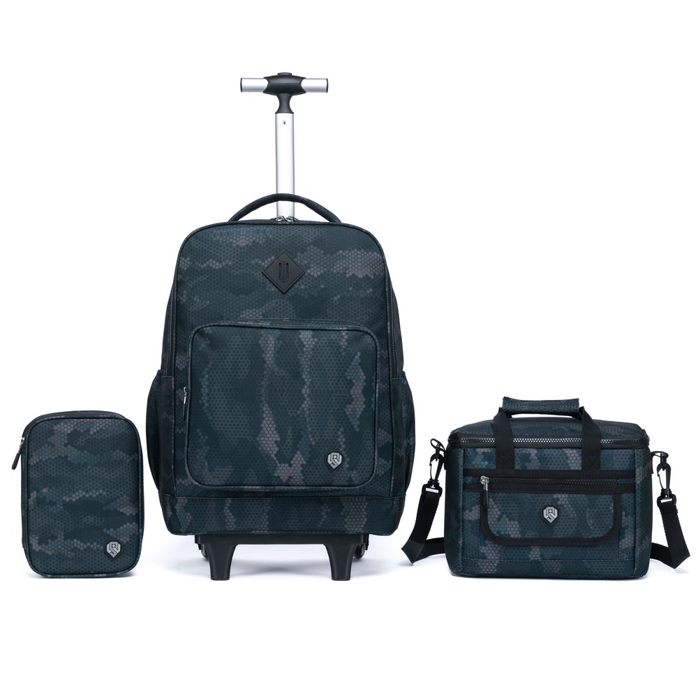 Kit Mochila Rodinhas Universitária Executiva Escolar Estojo Lancheira Térmica