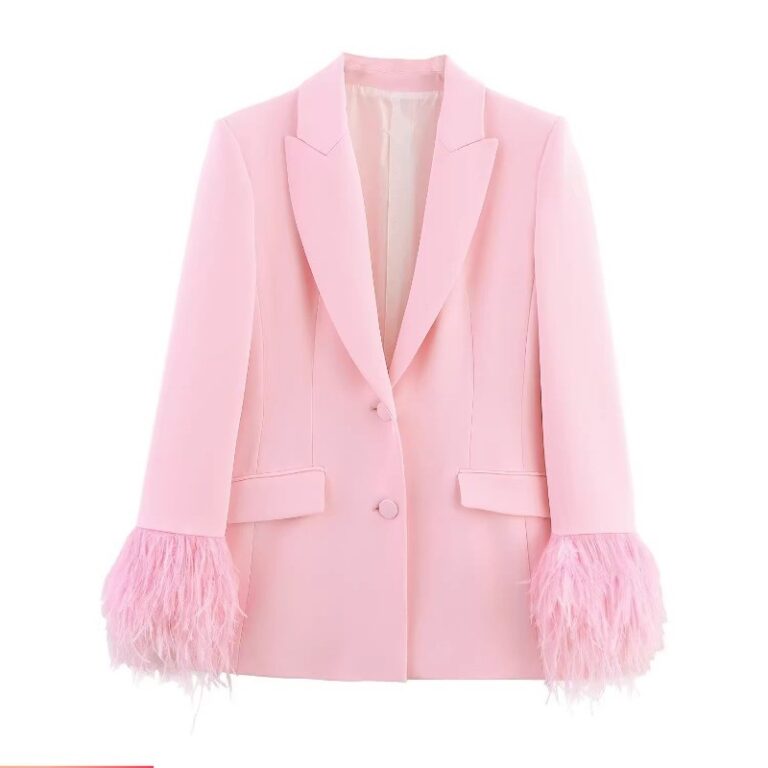 Blazer feminino estilo europeu americano com punho