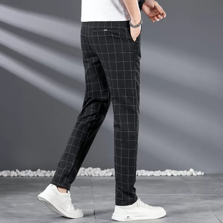 Verificado gelo seda estilo fino calças casuais m