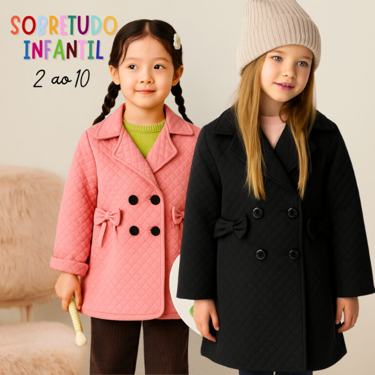 Sobretudo Infantil Matelassê Feminino com Laços 