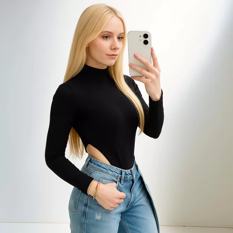 Body Preto Feminino Manga Longa Com Recorte Sensua