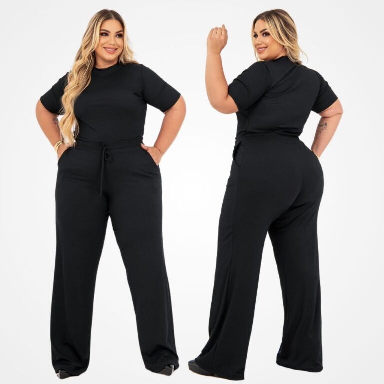 Conjunto Plus Size Feminino Calça Pantalona e Cam