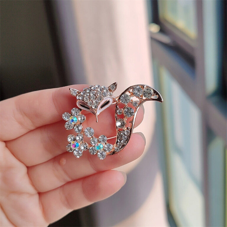 Broche de Raposa com Diamante Incrustado Acessóri