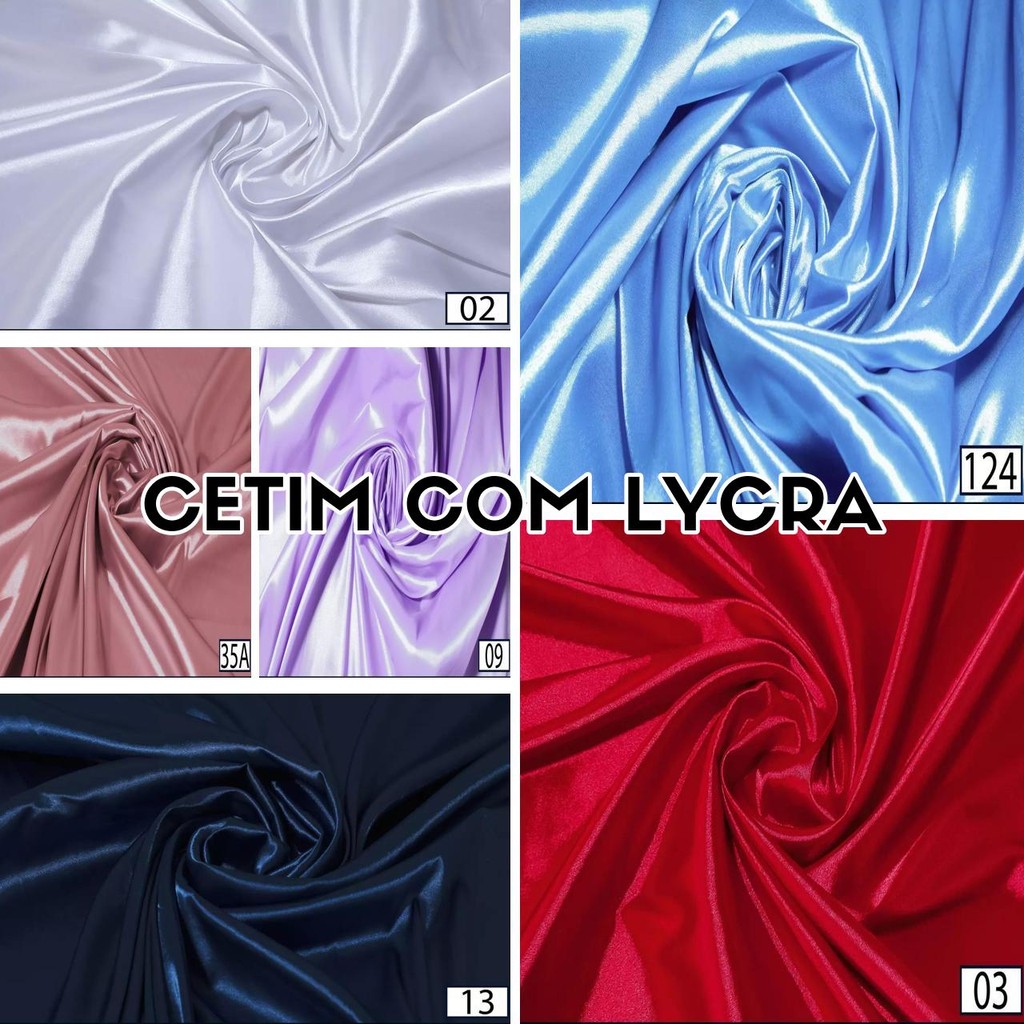 3 Metros Tecido Cetim Com Lycra Elastano – Várias Cores (3m x 1,47m)