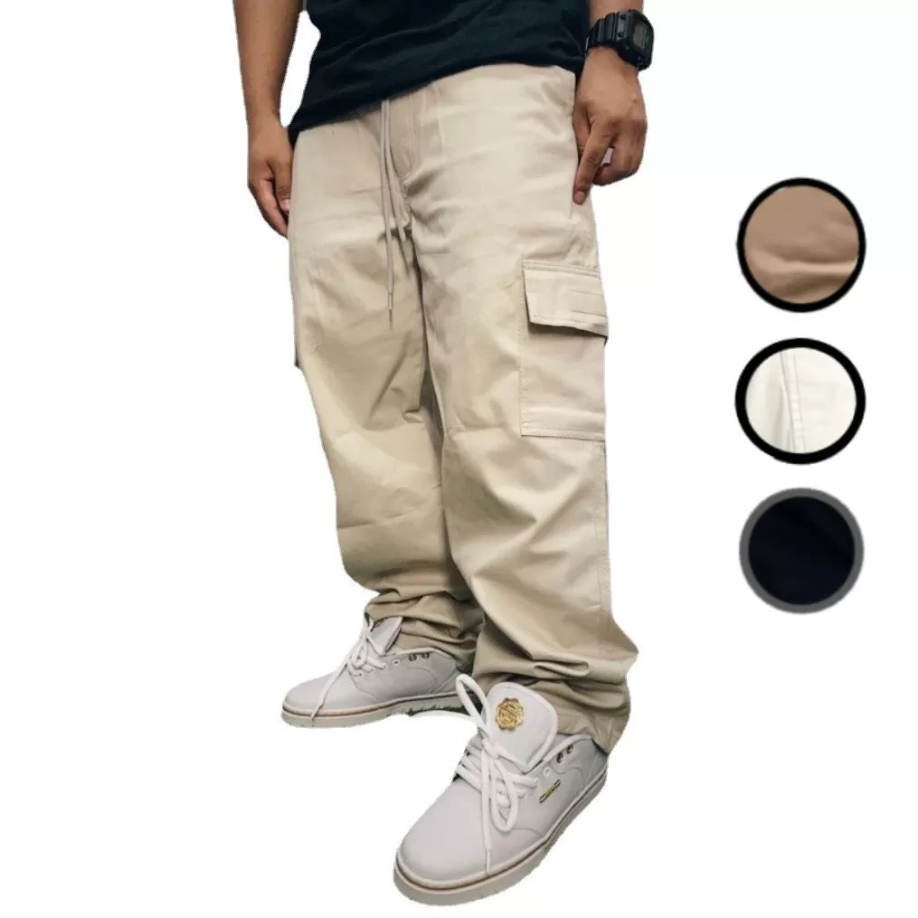 Calça Cargo  6 Bolsos Larga Fechamento Cordão Skate