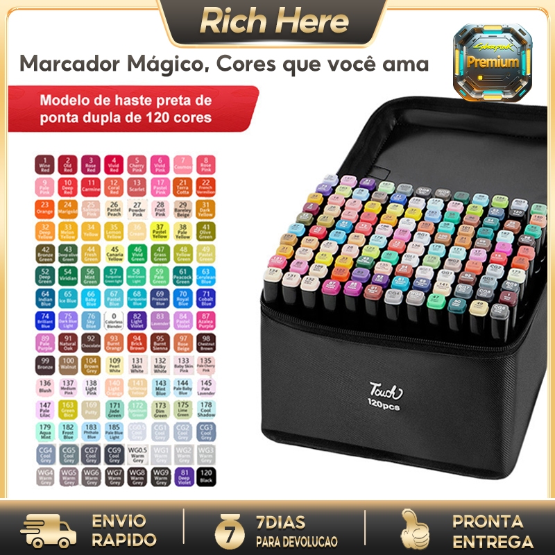 Kit Marcadores 36-168 Cores Dual Tip – Presente Dia das Crianças/Artistas | Frete Grátis
