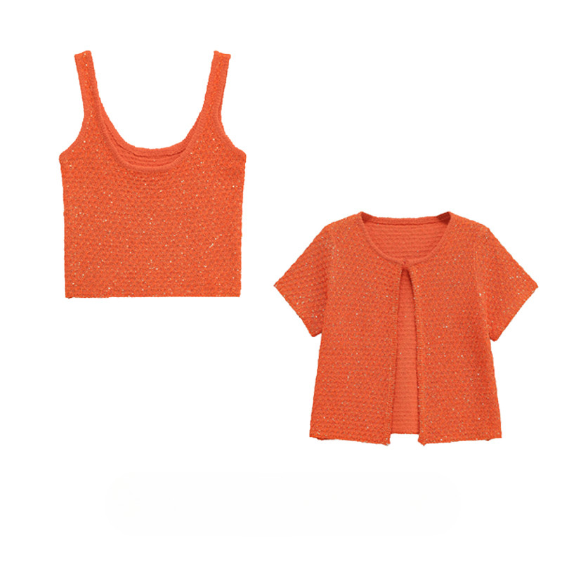 Estilo europeu americano feminino novo estilo lantejoulas malha superior colete de malha9598093 959