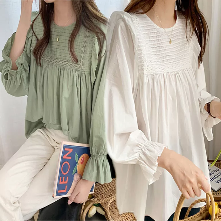 Camisa de Maternidade Feminina de Manga Longa Plus