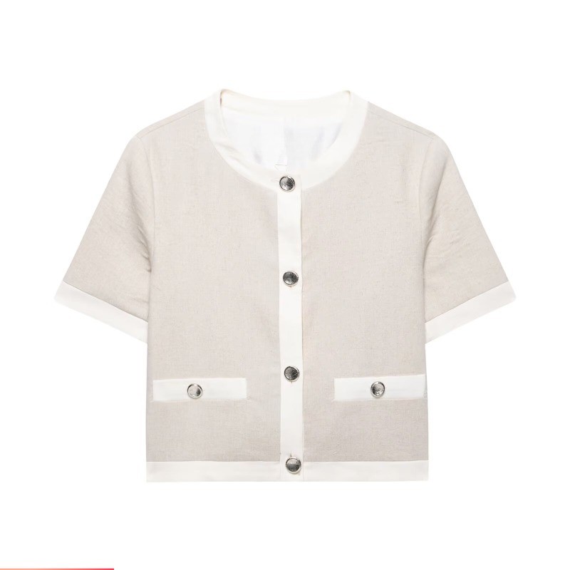 Nova jaqueta feminina de manga curta misturada estilo europeu americano 3597998