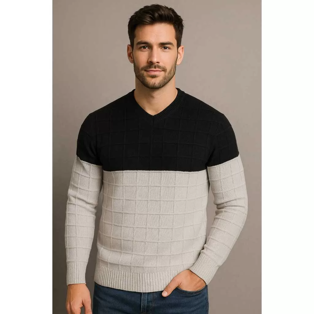 Camisa Masculina Suéter de Tricot Texturizado 2 Cores Lançamento Tendência Moda Outono/Inverno
