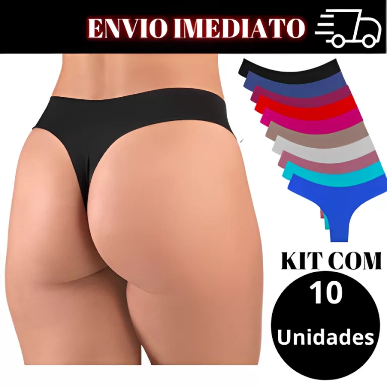Kit com 10 unidades de calcinha fio dental corte a