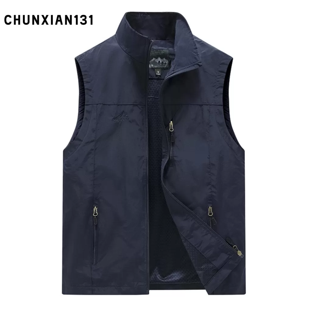 [kmeril] Colete Casual Masculino Com Gola Alta , Sem Mangas , Zíper , Carcela , Casaco , Forro De Ma