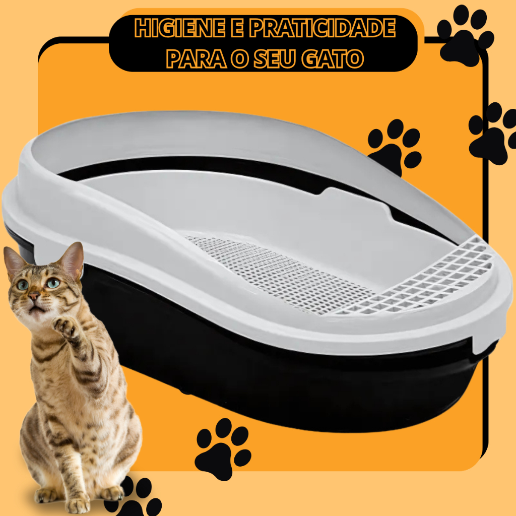Caixa De Areia Para Gatos Com Bandeja Higiênica Com Peneira Gato Fechada Furba – Furacão Pet