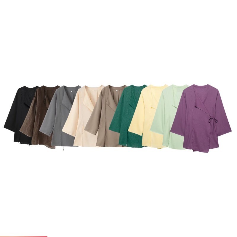 Novo casaco feminino estilo europeu americano quimono cruzado 6078572