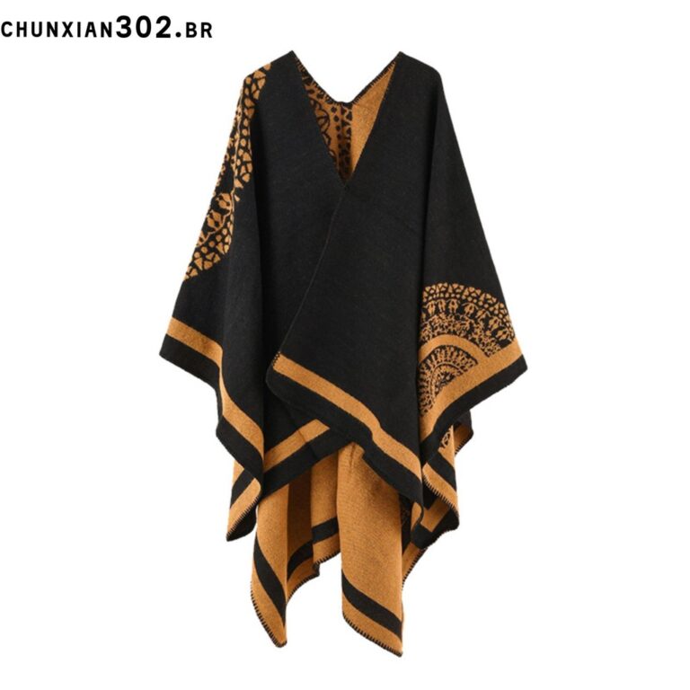 Casaco Poncho Estilo Étnico Retrô Tamanho Único