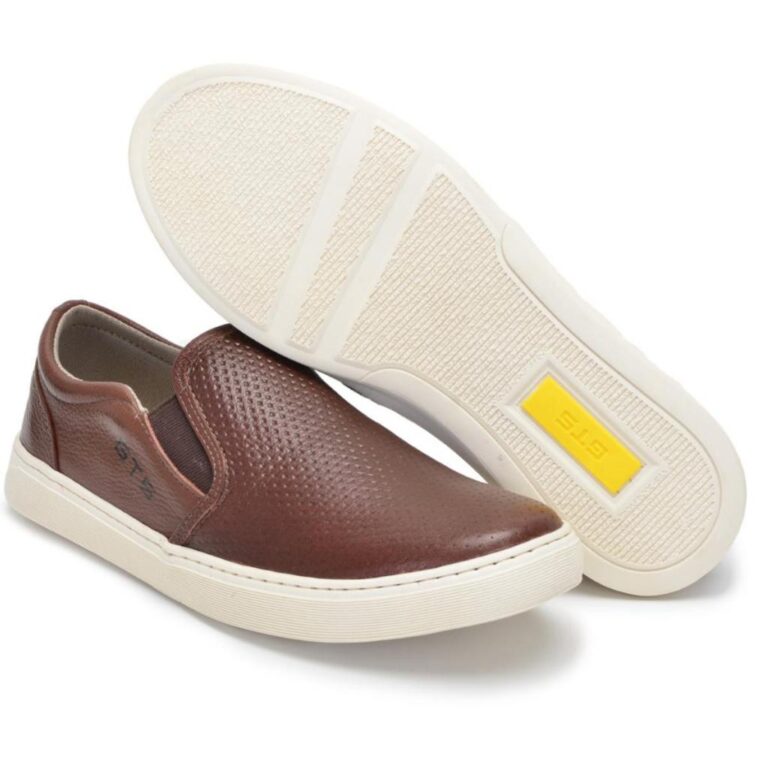 Tênis Masculino Couro Legítimo Casual Com Solado