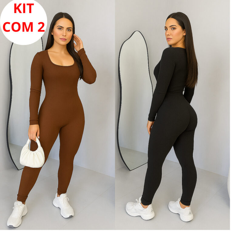 Kit 2 Macacões Feminino Canelado | Modela o Corpo