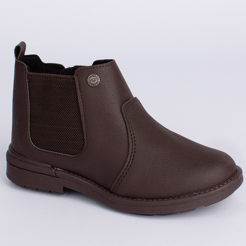 Bota Infantil Coturno Menino Kidy Walk Cano Curto Marrom Café Antiderrapante Country Confortável