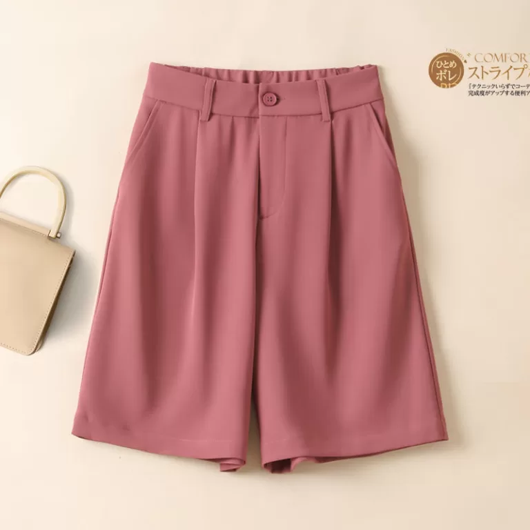 Shorts de Terno Casual de Seda Gelada para Mulhere