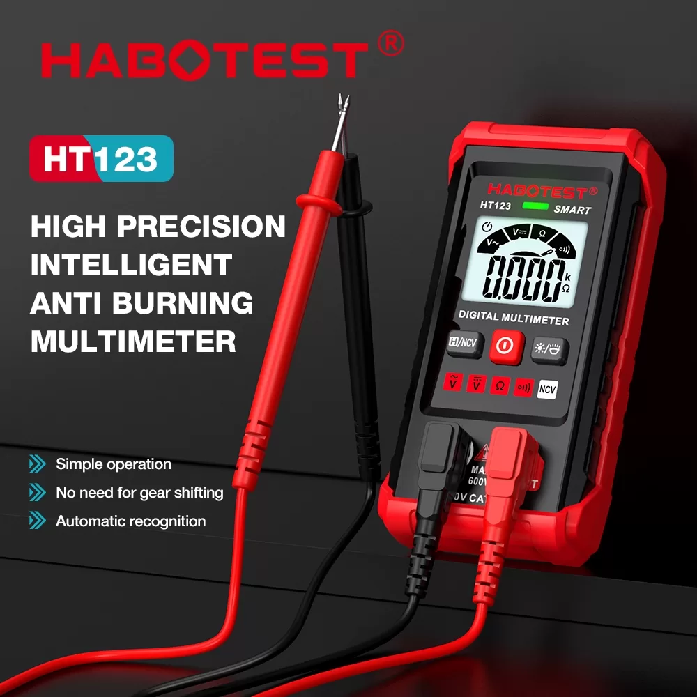 HABOTEST HT123 Multímetro 600V Digital AC/DC 2000 Contagens Inteligente Anti-Queima De Alta Precisão