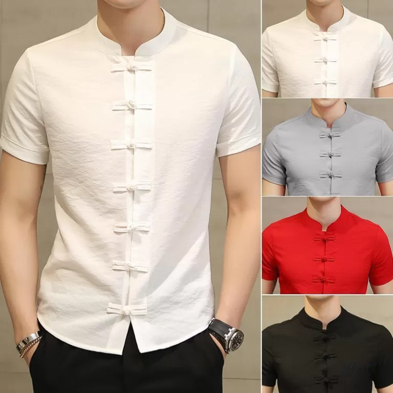 Camisa Masculina Tang Terno De Manga Curta Zhongsh