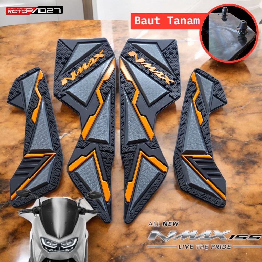 Novo Tapete De Motocicleta Nmax 2020-2023 Parafusos De Plantio De Borracha V3