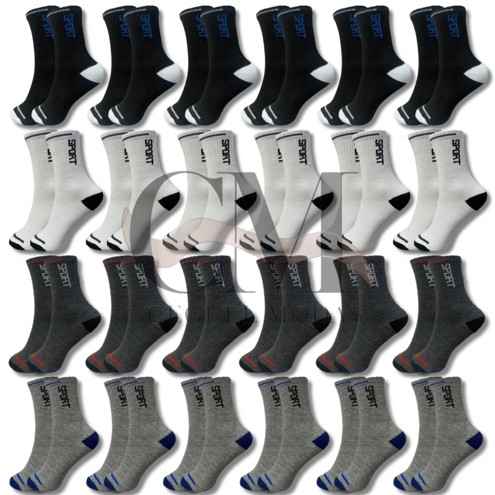 Vários modelos com Kit de 24 meia cano alto 100% algodão soquete Cano Curto Masculina Feminina Uniss