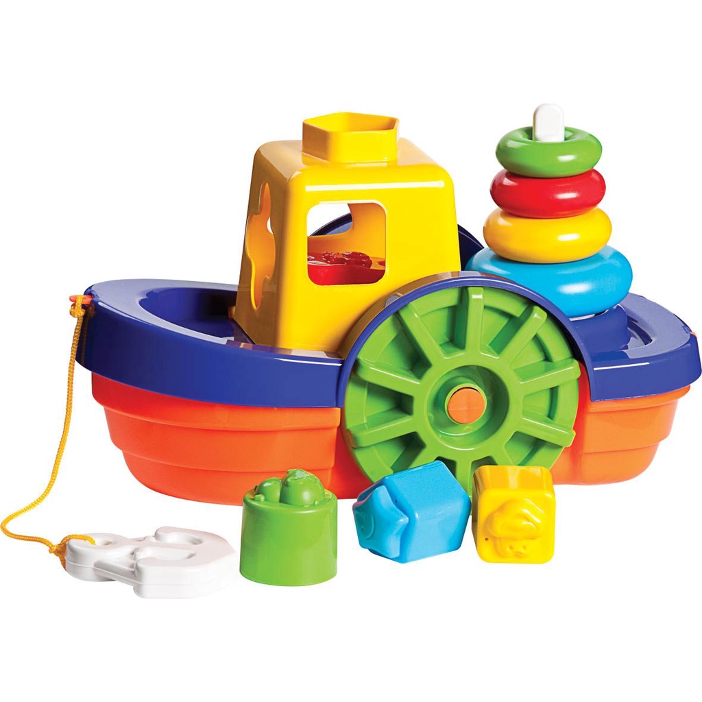 Brinquedo Educativo Barco Didático para Bebês 1 ano Menino e Menina Mercotoys