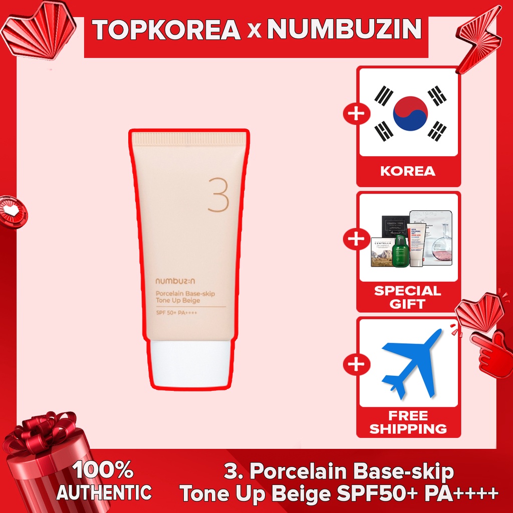 Numbuzin NO3 . Sem Filtro Tone Up Sun Serum 2 Tipos 50ml SPF50 + PA +/Bege TOPKOREA Envio Da Coreia