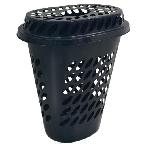 Cesto Oval 60 L Preto Com Tampa