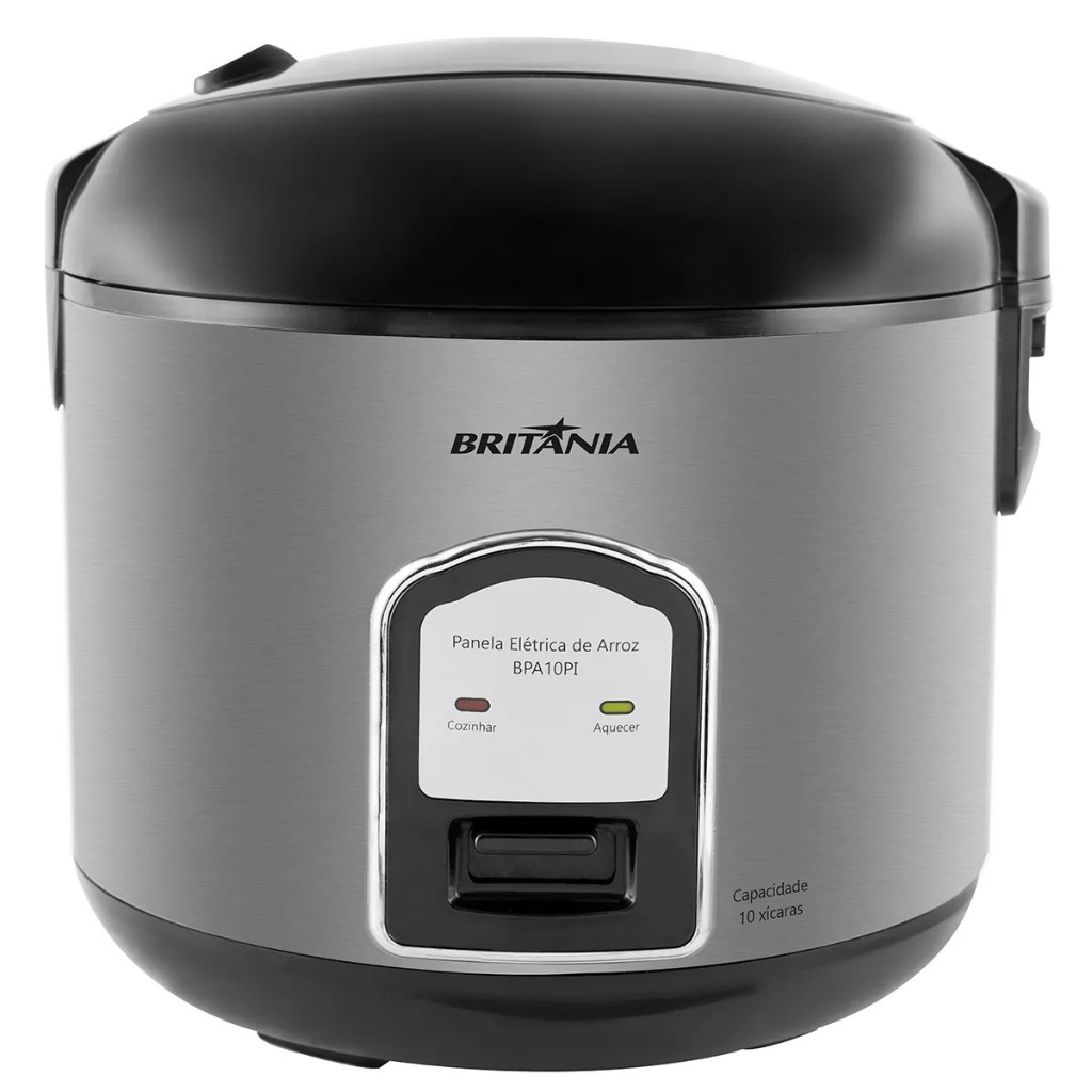 Panela de Arroz Elétrica Britânia BPA10PI 220V 10 Xícaras, Função Manter Aquecido, Bandeja a Vapor