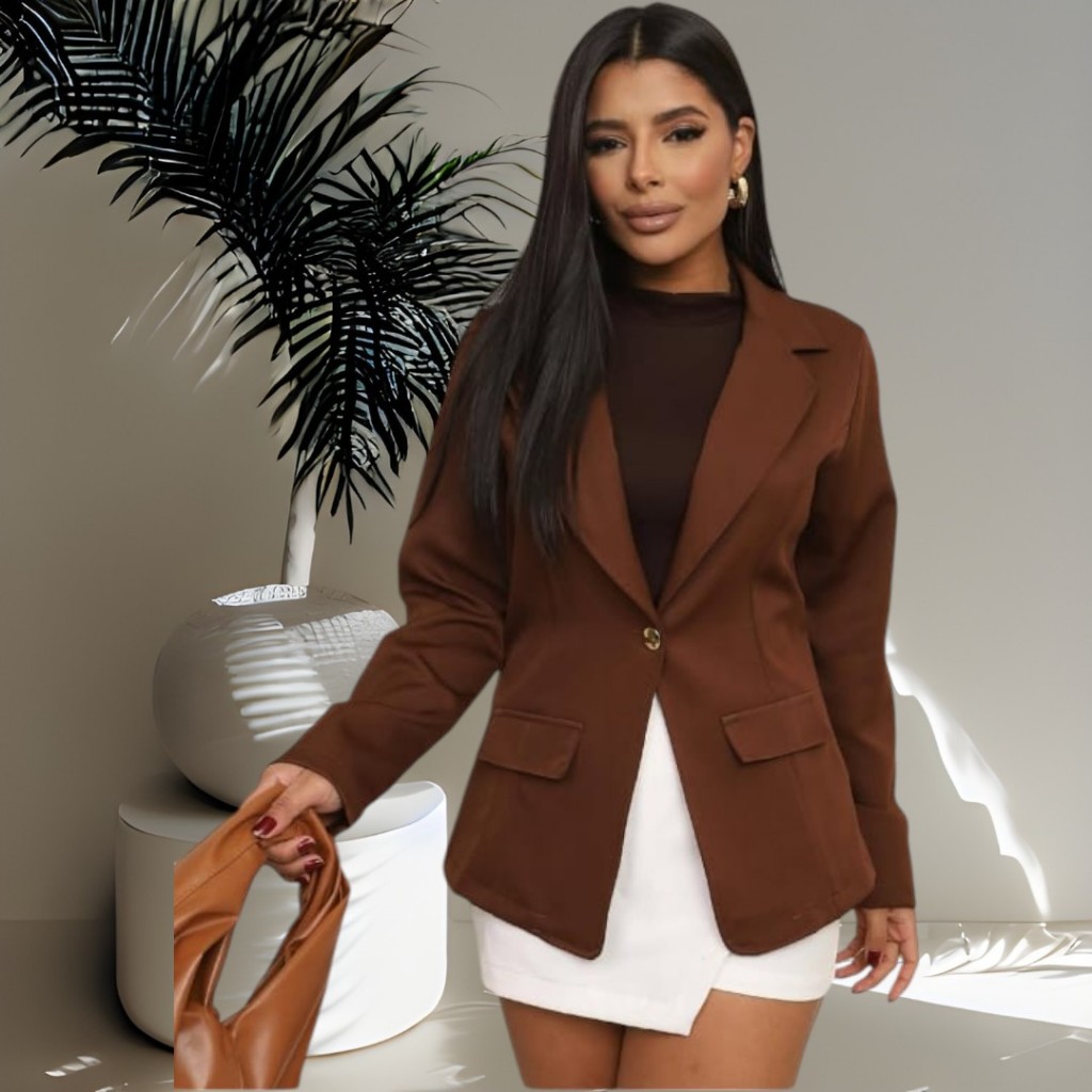 Blazer Alfaiataria Feminino Social Alongado Terninho Envio Imediato