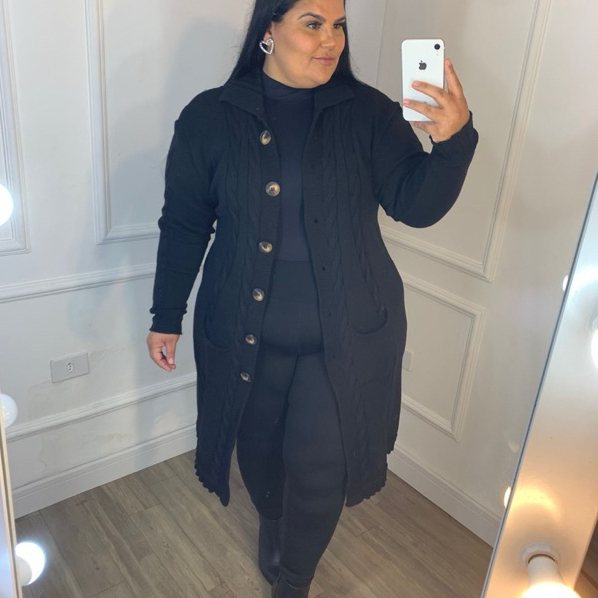 Sobretudo Plus Size Feminino Cardigan de Frio Tric