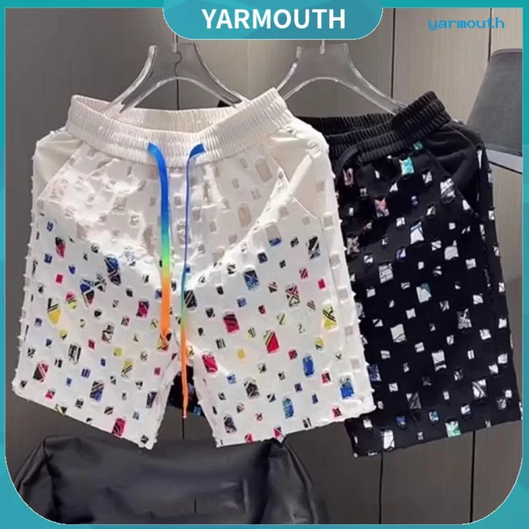 [YAR] Shorts Masculinos De Verão Rasgados Patchwo