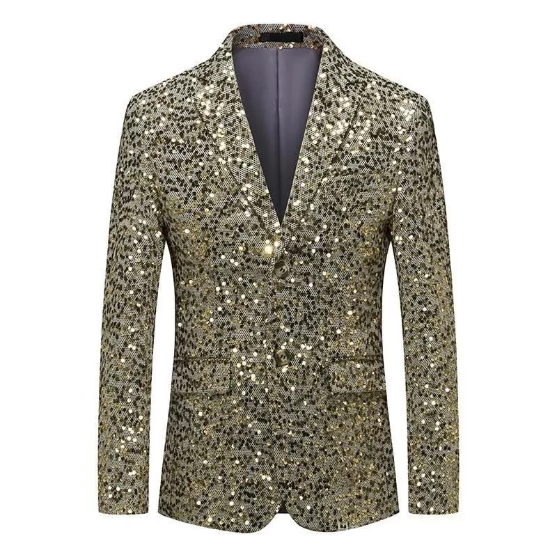 Envio em 24 horas 2023 Vestido de Performance Terno de Lantejoulas Douradas Blazer Coreano Noite C