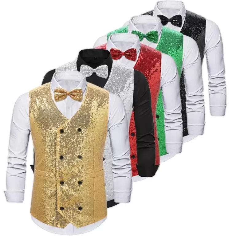 Homens De Luxo Duplo breasted Lantejoulas Terno Co