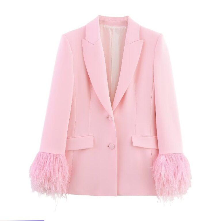 Blazer feminino estilo europeu americano com punho