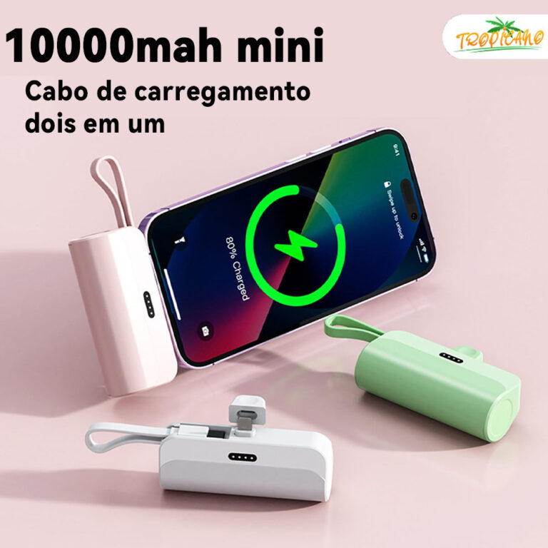 Carregador 2em1 Portátil: Bateria 10000mAh + Base