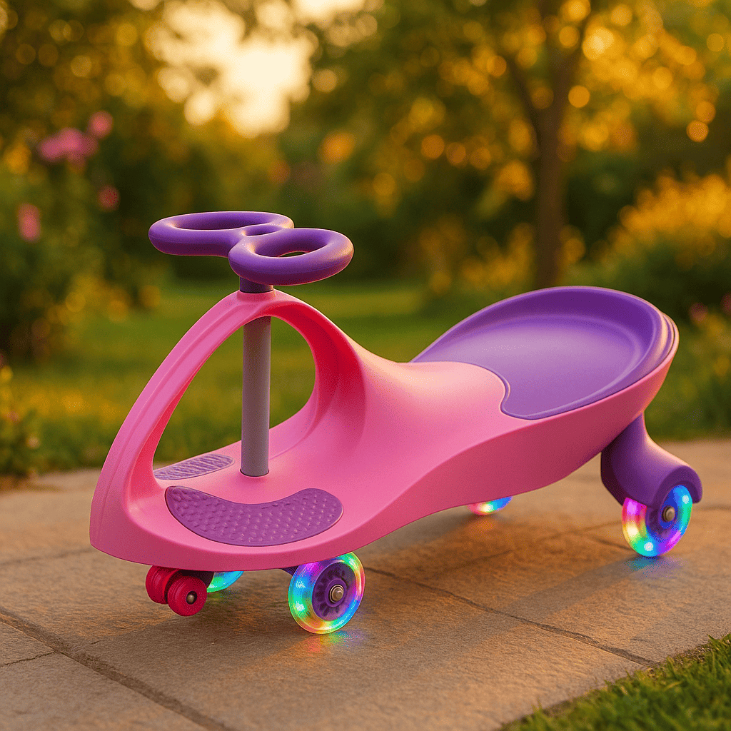 Carrinho Rolimã Gira 360° Rosa Passeio Infantil Com Led Suporta e Musica Menino Menina
