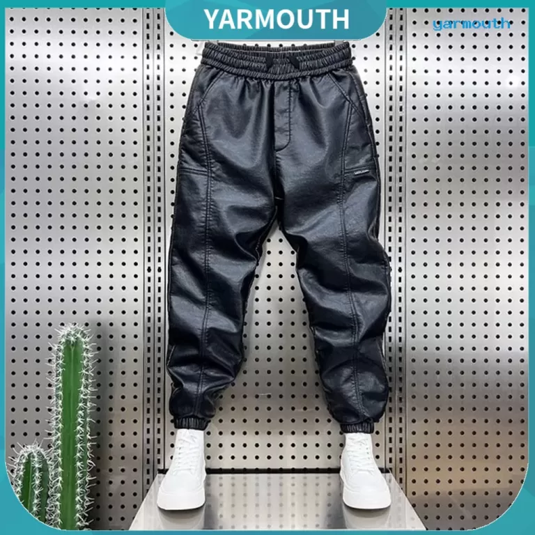 [YAR] Calças Masculinas De Couro Sintético Cintu