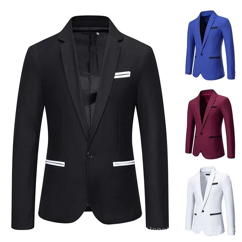 Envio em 24 horas 2024 Primavera Outono Novo Terno Masculino em Bloco de Cores Tamanho Europeu Cas